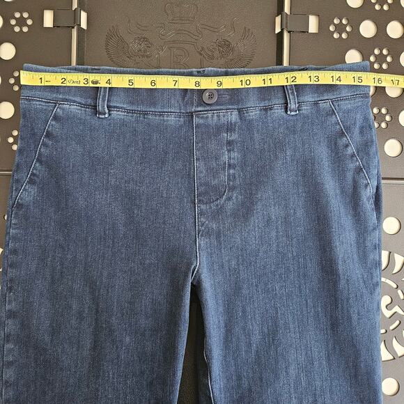 Betabrand Faux Denim Stretch Bootcut Pull On Pants | Women's Medium | FLAWS - Picture 4 of 16